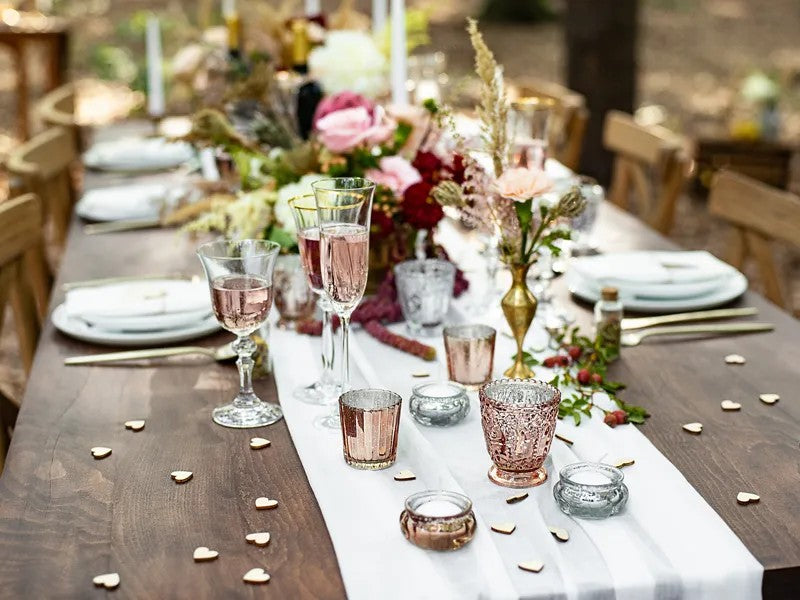 Rose gold glas fyrfadsstage, 4 stk.