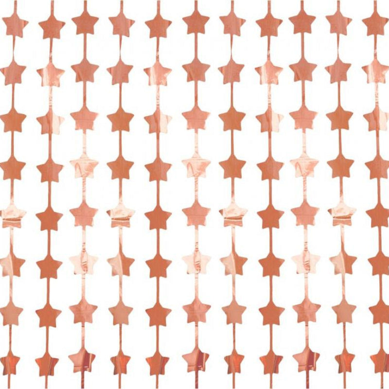 Foliegardin med rose gold stjerner, 100x200 cm.