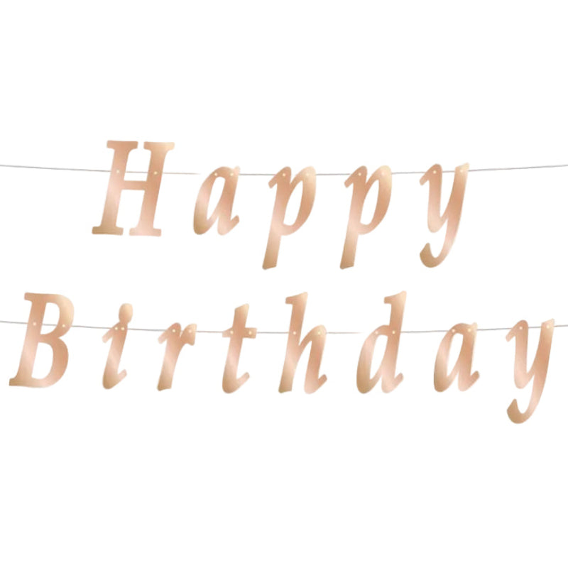 Rose gold "Happy Birthday" guirlande, 1,6 m.