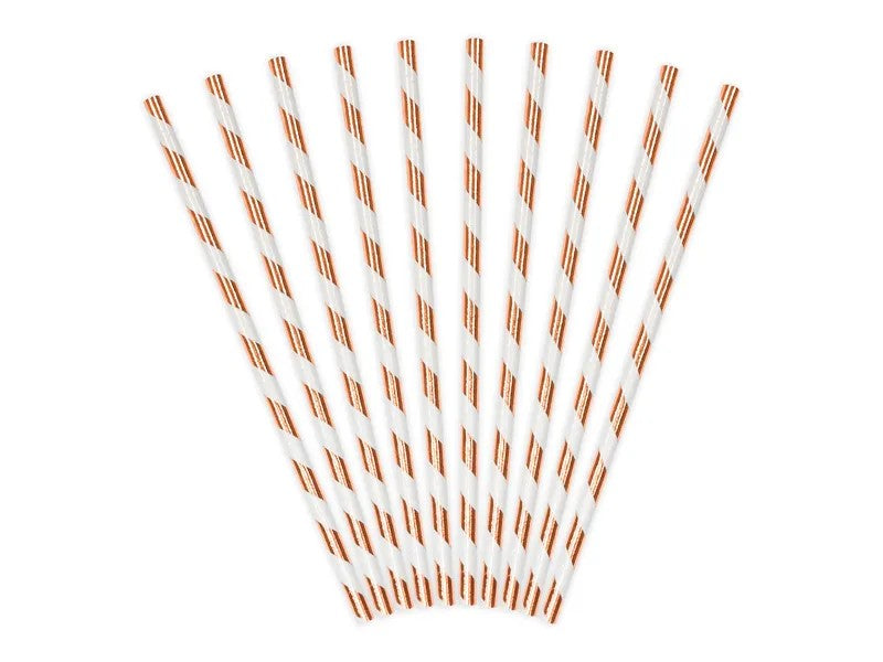 Papir sugerør rose gold, 10 stk.