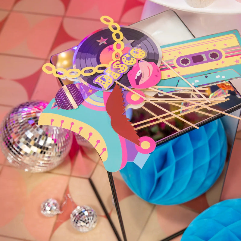 Retro disco selfie sticks, 18 stk.