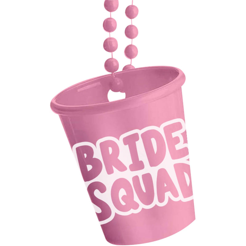 Lyserød "bridesquad" shotglas i kæde, 1 stk.