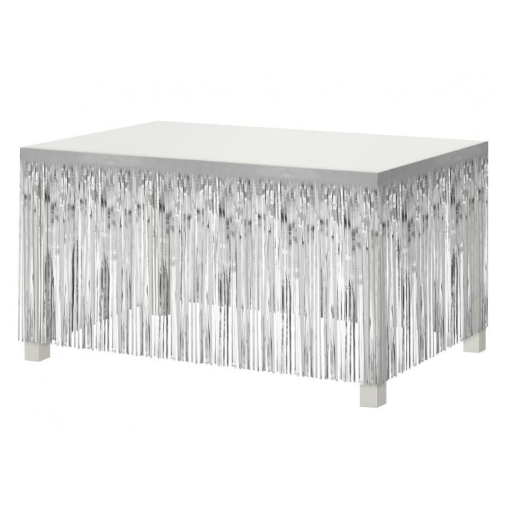 Sølv bordforhæng, 80x300 cm.
