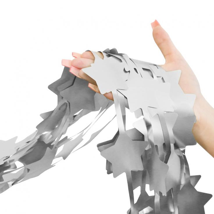 Dørgardin med matte sølv stjerner, 100x200 cm.