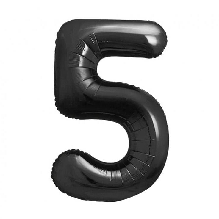 Sort 5-tal, folieballon, 85 cm.