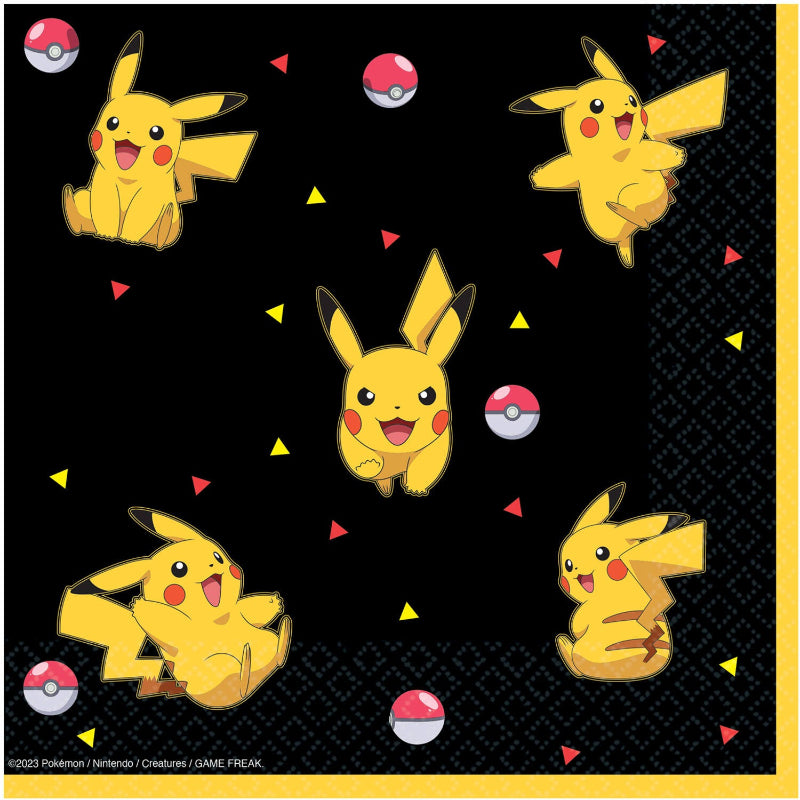 Sorte pokemon servietter, 16 stk.