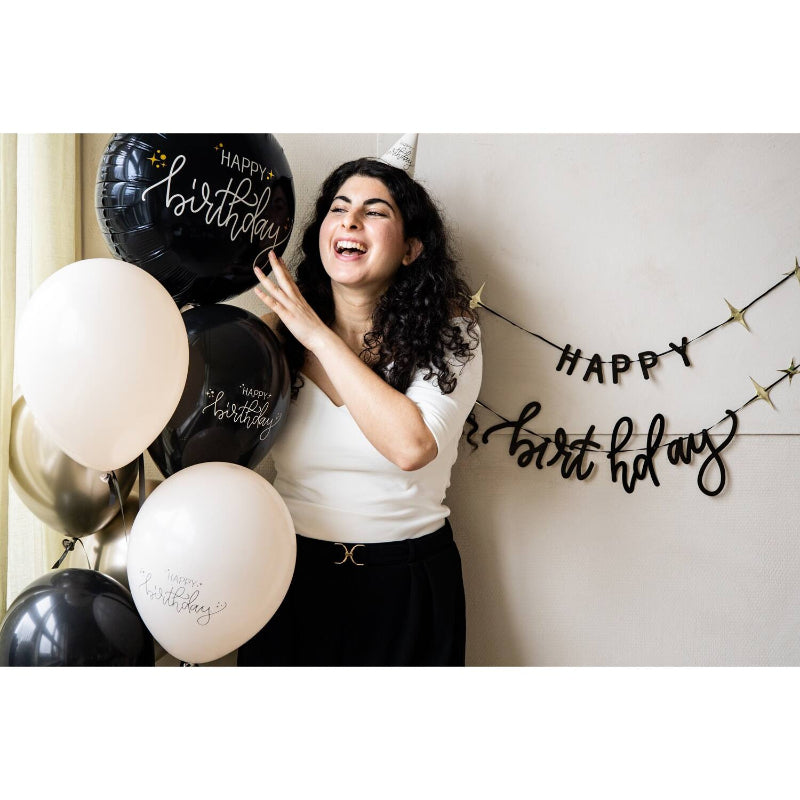 Sort "Happy birthday" guirlande, 150 cm.