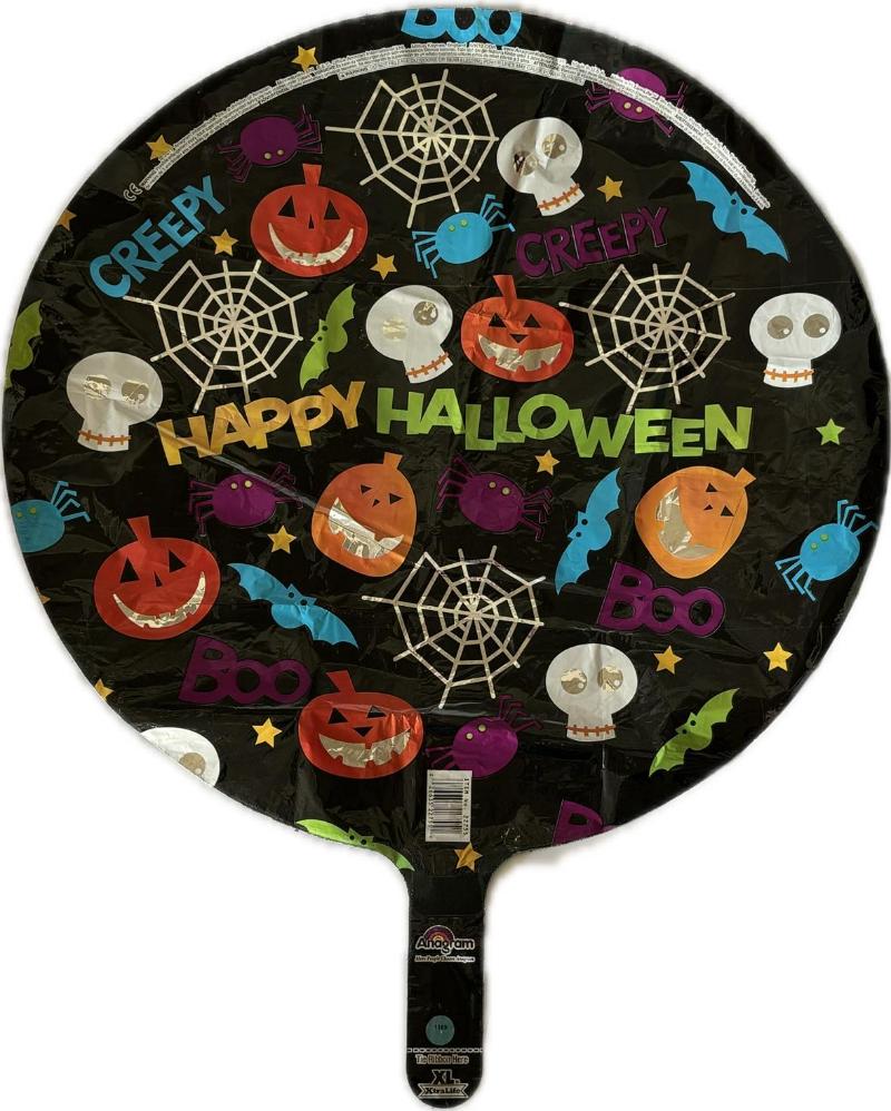 Sort Folie Ballon Happy Halloween, 18"/45 cm