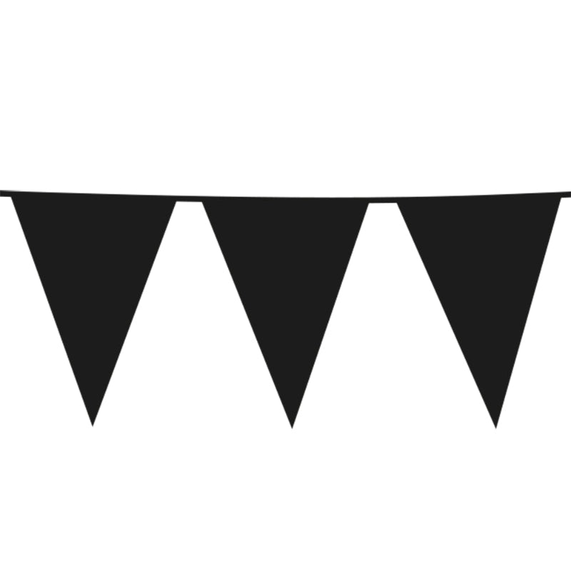 Stor sort plast vimpel - 30x45 cm, 10 m.