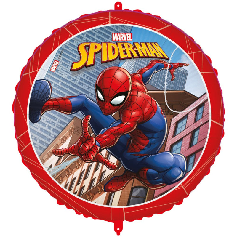Rund Spiderman folieballon, 45 cm.