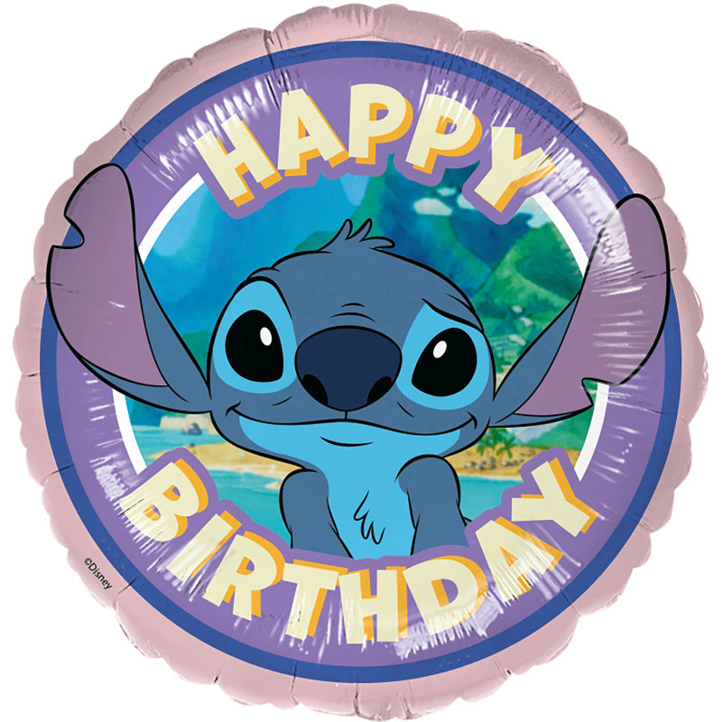 Stitch "Happy birthday" folieballon, 45 cm.