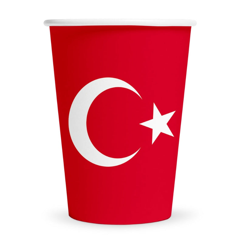 Tyrkisk flag papkop, 8 stk.