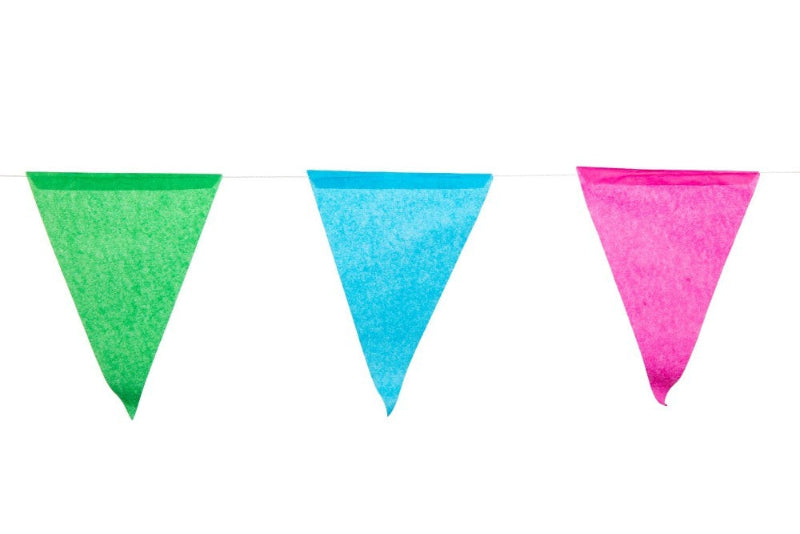 Multifarvet papir vimpel, 10 m.