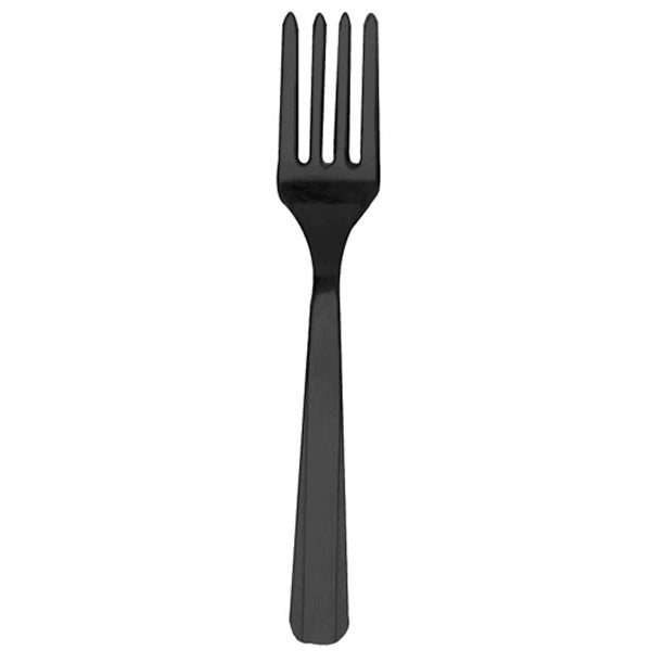 Sort plast gaffel i 16 cm.