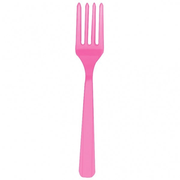 Hot Pink plast gaffel i 16 cm.