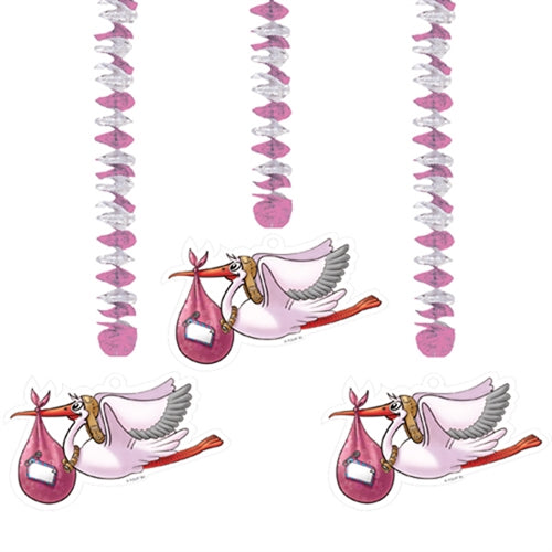 Hængespiral stork lyserød