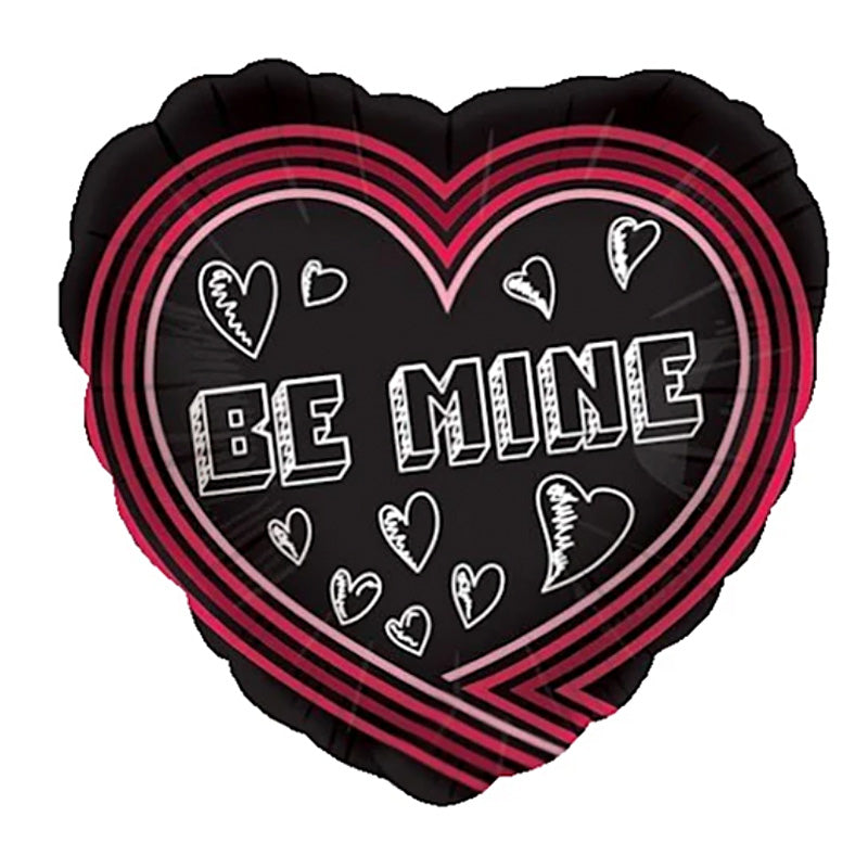 "BE MINE" Sort hjerte ballon - Send med Helium