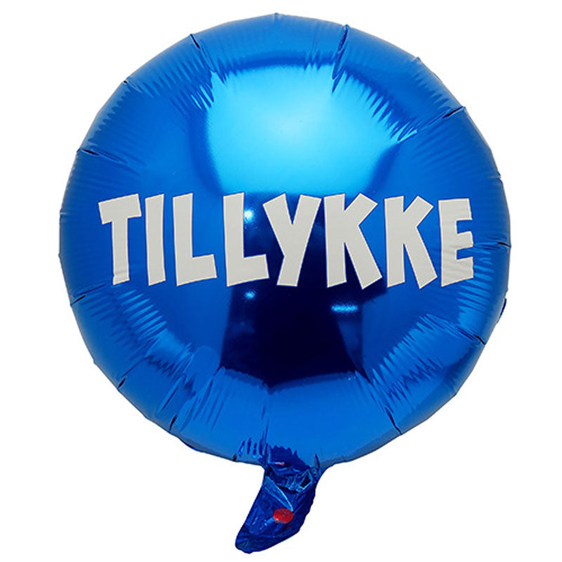 Blå folie ballon Tillykke 18" svarende til 45 cm