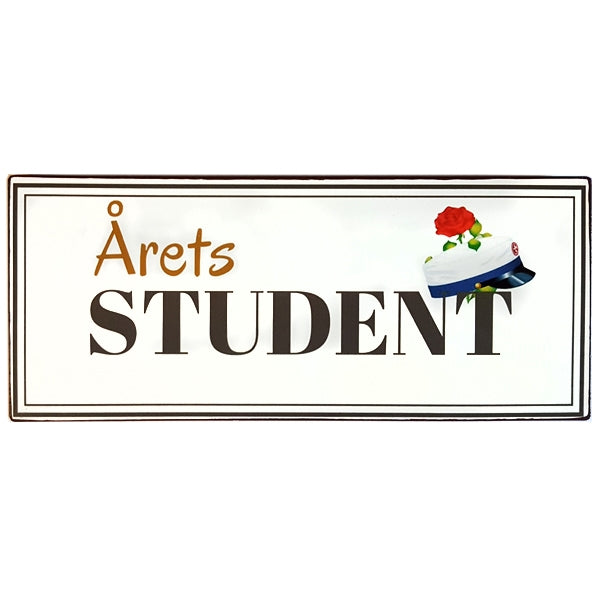 Skilt - Årets Student med blå hue