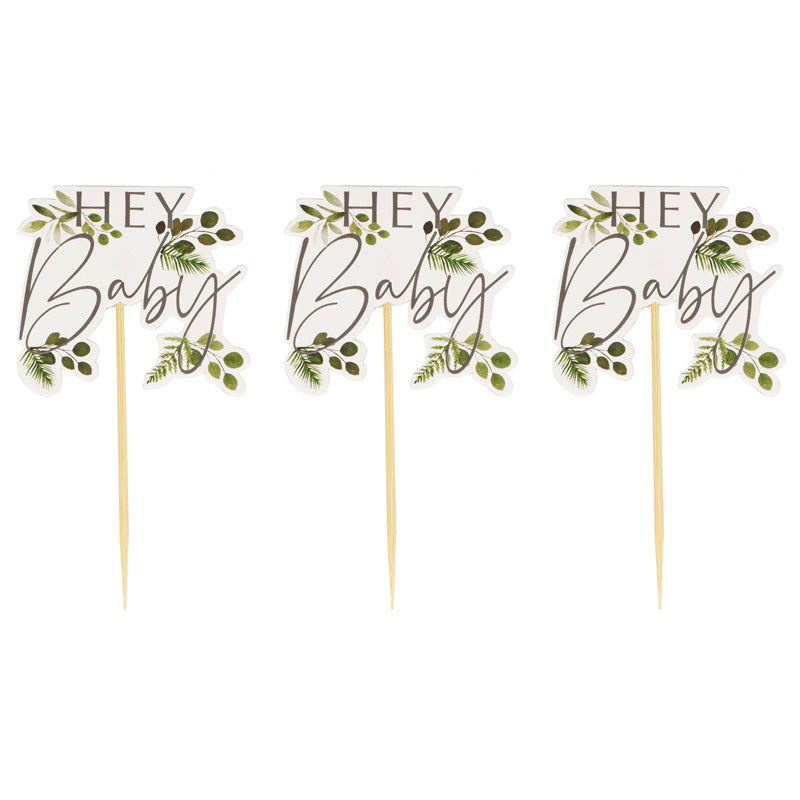 Cupcake topper - hey baby 12 stk