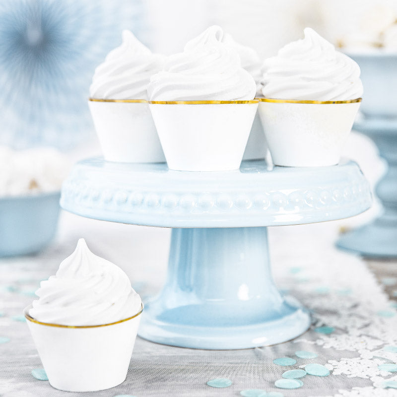 Cupcake form - hvid med guld kant