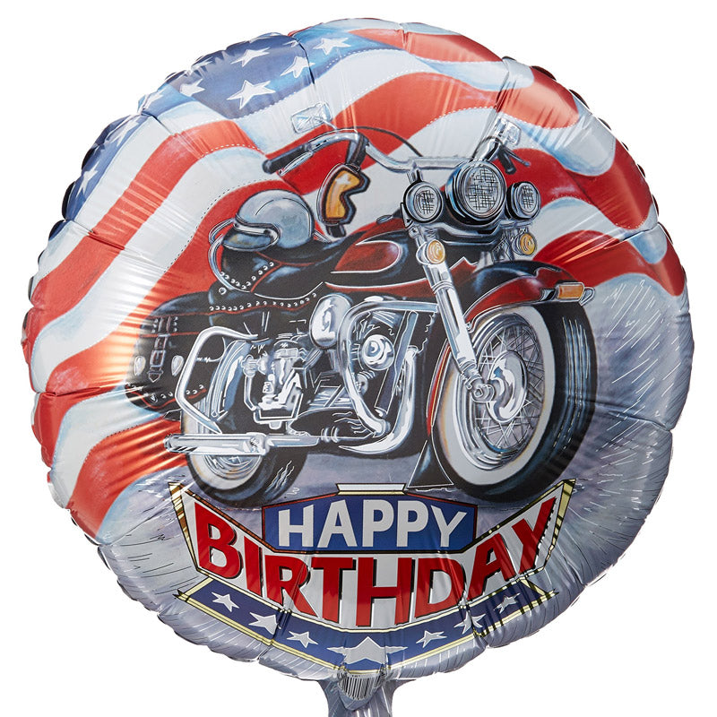 Folieballon Happy Birthday Motorcykel - Send med Helium