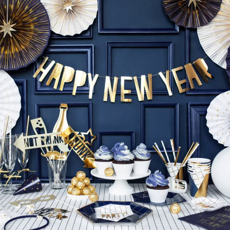 Happy new year banner - guld