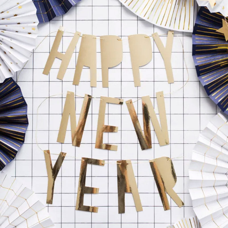 Happy new year banner - guld