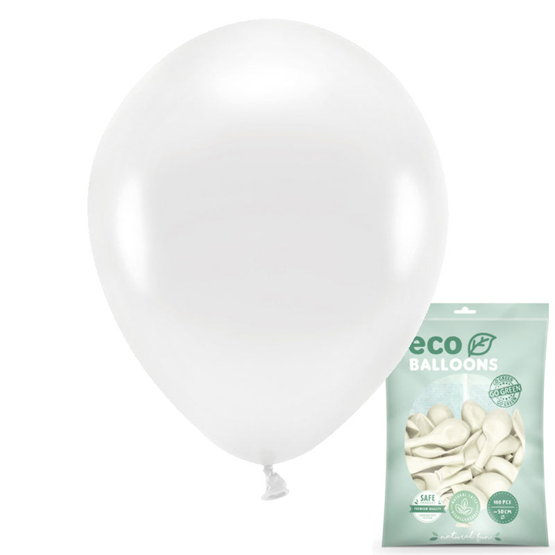 30 cm hvid metallic øko ballon
