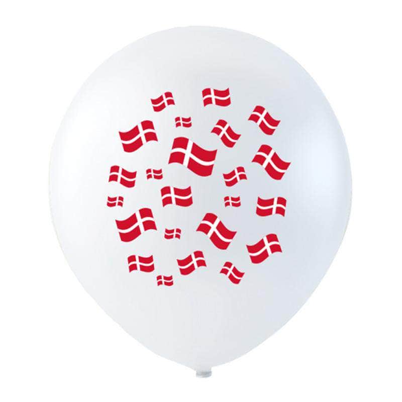 Hvide balloner med flag