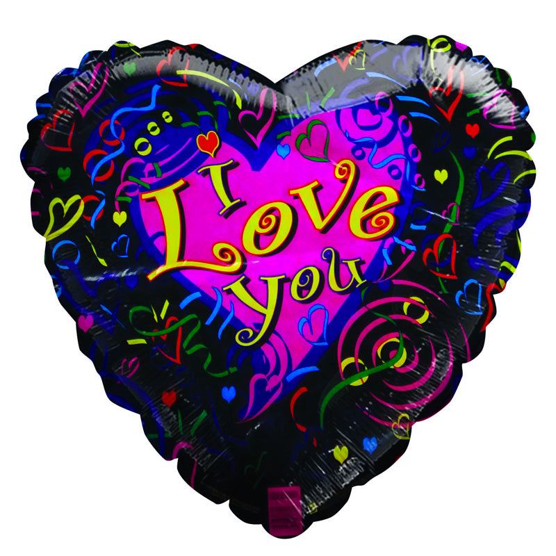 Folie Ballon "I love You " sort hjerte - Send med Helium