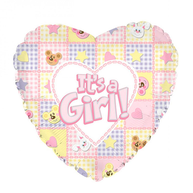 Folieballon hjerte "It's a Girl!" - Send med Helium