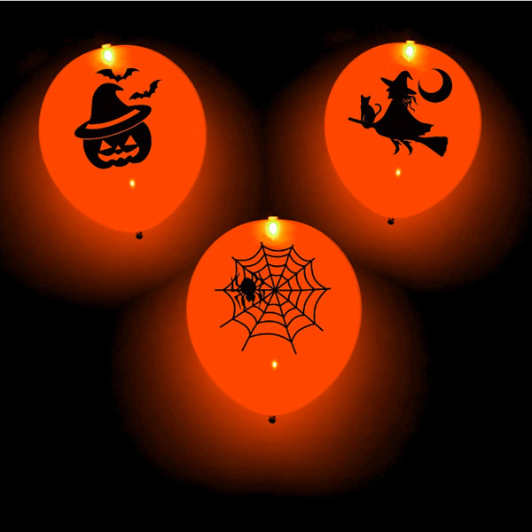 Halloween LED orange balloner 5 stk.