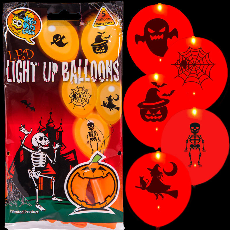 Halloween LED orange balloner 5 stk.