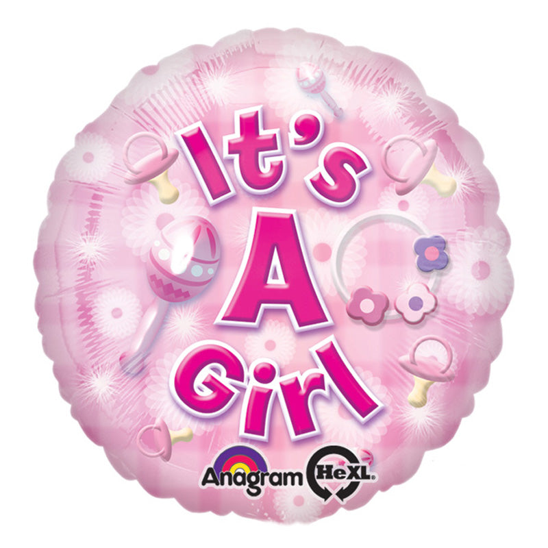 Folie Ballon It's a girl med Sutter - Send med Helium