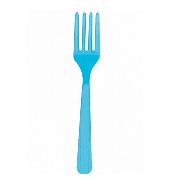 Turkis plast gaffel i 16 cm.