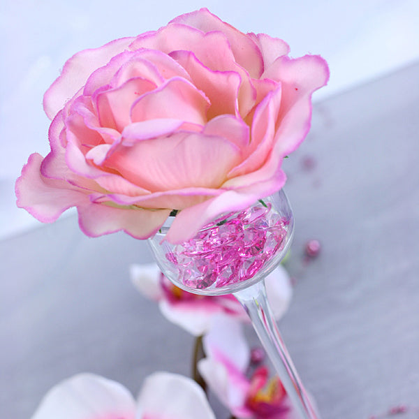 smukke blomster dekorationer med Diamant konfetti i Pink