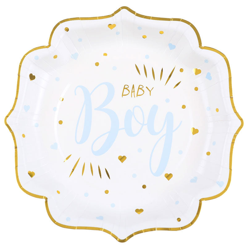 Baby Boy tallerkener med guld 10 stk
