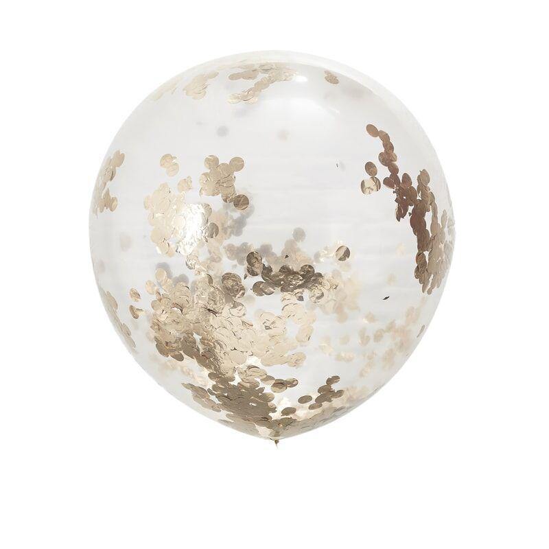 Kæmpe konfetti balloner i rose gold, 3 stk 