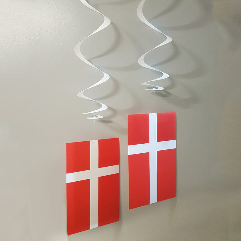 Danske Flag spiraler 6 stk.