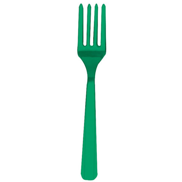 Mørk grøn plast gaffel i 16 cm.