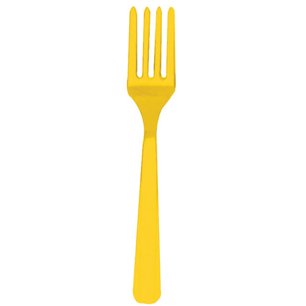 Gul plast gaffel i 16 cm.