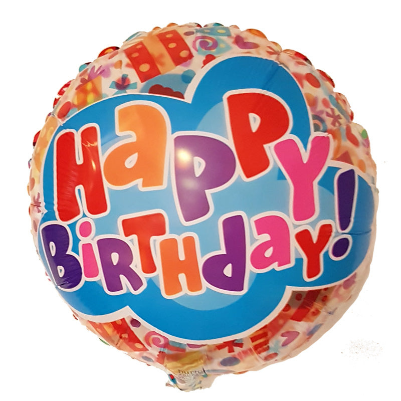 Gennemsigtig folieballon med Happy Birthday - Send med Helium
