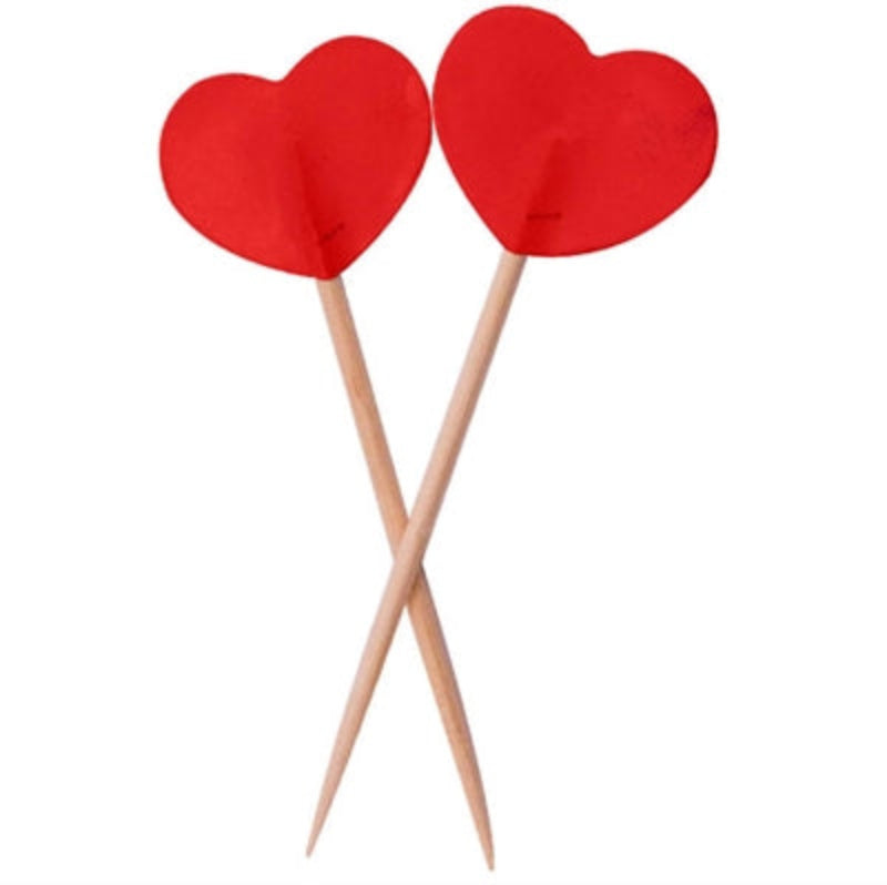 Røde hjerte sticks, 50 stk.