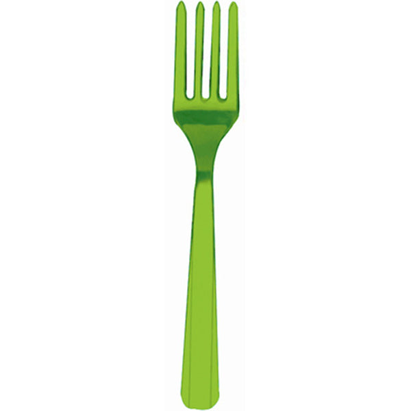 Lime grøn plast gaffel i 16 cm.
