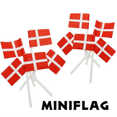 Mini Kageflag Danske flag 50 stk.