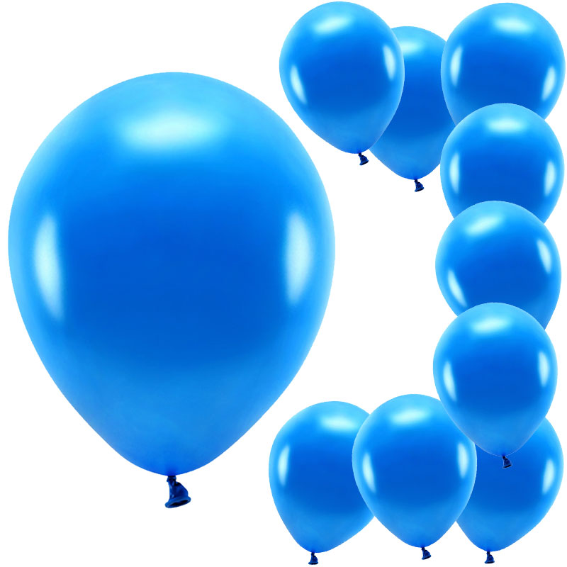 10 stk. Metallic blå balloner 10" svarende til ca 26 cm i dia.