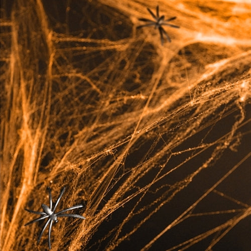 Orange Edderkoppe spind med 4 sorte plast edderkopper