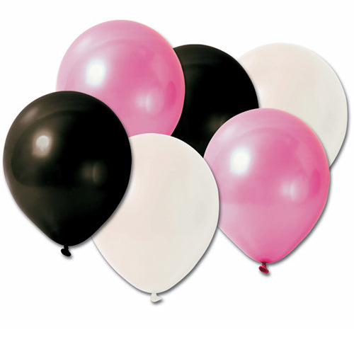 Mix af balloner med hvid pink og sort