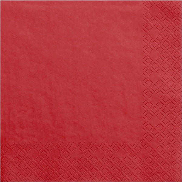 Frokost servietter i Rød 33 x 33 cm udfoldet